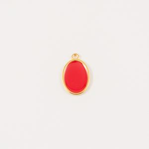 Gold Plated Item Red Enamel 2.4x1.6cm