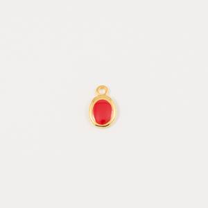 Gold Plated Item Red Enamel 1.5x0.9cm