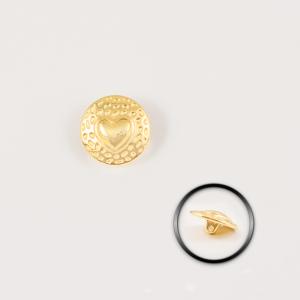 Gold Plated Button Heart 1.7cm