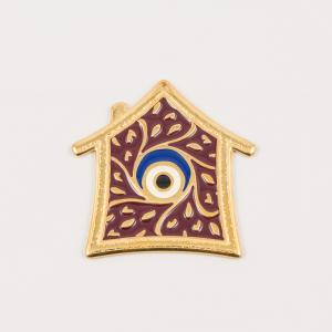 House-Eye Gold Enamel Brown 6x5.8cm
