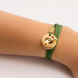 Bracelet Twisted Green "17" Gold