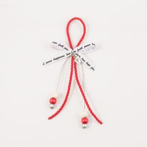 Charm Red "17" Wishes Ribbon White