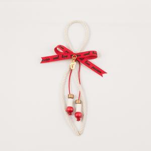 Charm Ivory "17" Wishes Ribbon Red