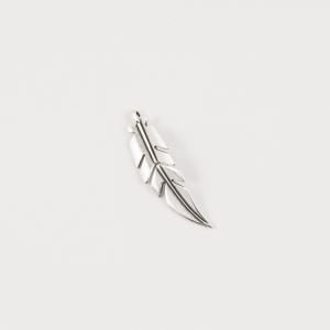 Metal Feather Silver 3.3x0.9cm