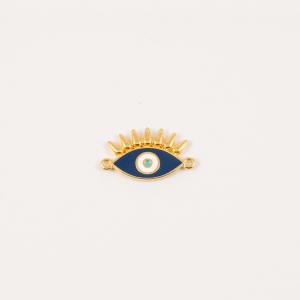 Gold Plated Eye Blue Enamel (2.6x2.5cm)