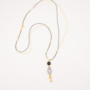 Necklace Gold-Black "17" Eye Crystal