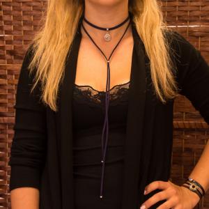 Choker Σουέτ Μοβ Μάτι Ασημί