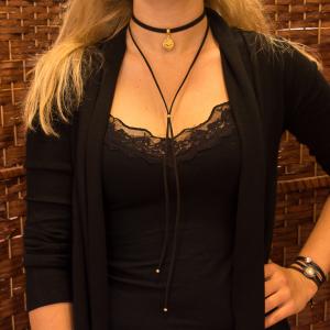 Choker Suede Black Eye Gold
