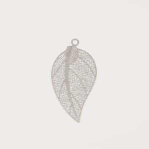 Leaf Filigree Silver 5.2x2.7cm