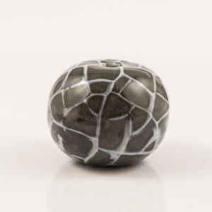 Ceramic Bead Anthracite-White 3.2cm