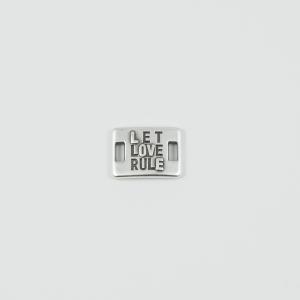 Πλακέτα "Let Love Rule" Ασημί 2x1.5cm
