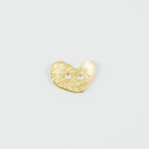 Button Forged Heart Gold 2.3x1.8cm