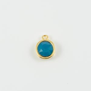Gold Pendant Swarovski Opal Blue