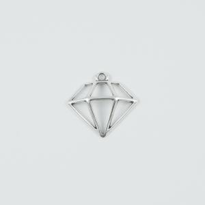 Metal Diamond Silver 2.6x2.5cm