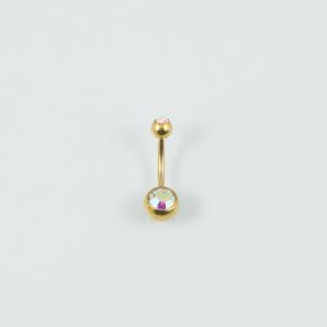 Belly Piercing Gold Iridescent Crystal