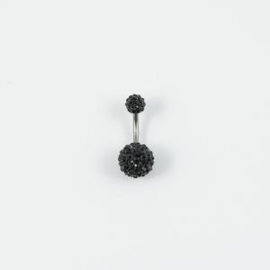 Σκουλαρίκι Αφαλού Μαύρα Κρύσταλλα 9mm