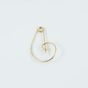 Safety Pin Gold Tremble Clef  3.3x2.2cm