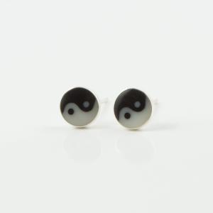 Earrings Yin & Yang 6mm