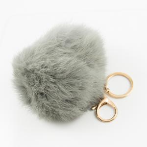 Key Ring Furry Ball Gray 10cm