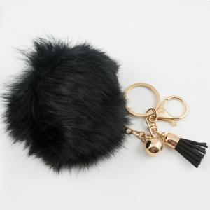 Key Ring Furry Ball Black 9cm
