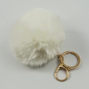 Key Ring Furry Ball White 8cm
