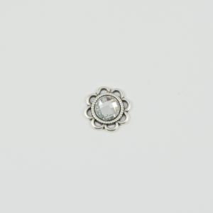 Flower Silver Crystal White 1.5cm