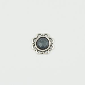 Flower Silver Crystal Anthracite 1.5cm