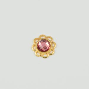 Flower Gold Crystal Pink 1.5cm