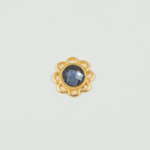 Flower Gold Crystal Blue 1.5cm