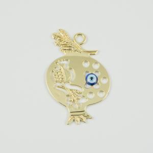 Metal Pomegranate Gold Eye 6.7x4.3cm