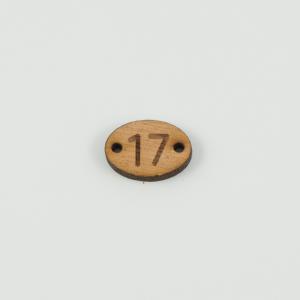 Wooden "17" Oval 2x1.4cm
