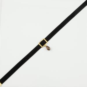 Choker Velvet Crystal Brown