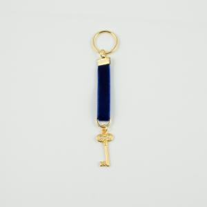 Key Ring Velvet Blue Key Gold