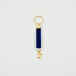Key Ring Velvet Blue "17" Gold