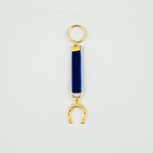 Key Ring Velvet Blue Horseshoe Gold