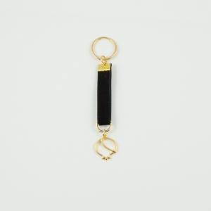 Key Ring Velvet Black Pomegranate Gold