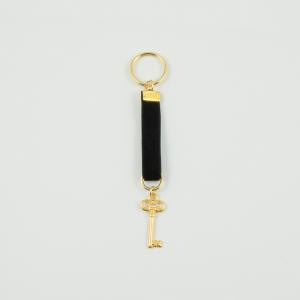 Key Ring Velvet Black Key Gold