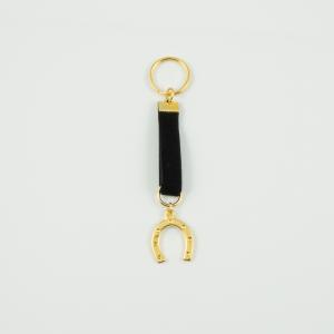 Key Ring Velvet Black Horseshoe Gold