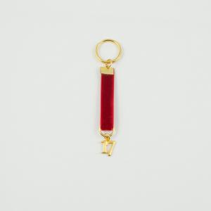 Key Ring Velvet Red "17" Gold