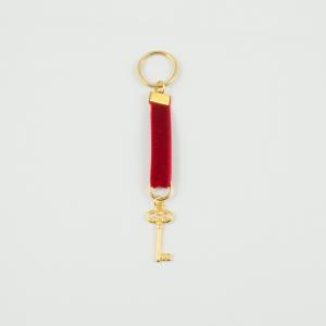 Key Ring Velvet Red Key Gold