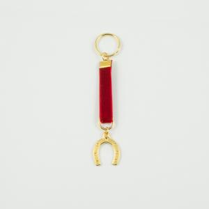 Key Ring Velvet Red Horseshoe Gold