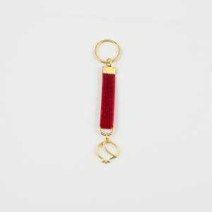 Key Ring Velvet Red Pomegranate Gold