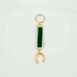 Key Ring Velvet Green Horseshoe Gold