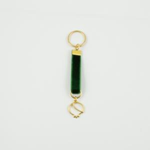 Key Ring Velvet Green Pomegranate Gold