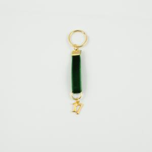 Key Ring Velvet Green "17" Gold