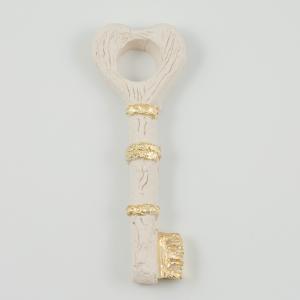 Ceramic Key Heart White-Gold