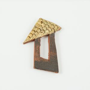 Ceramic House Outline Brick-Gold