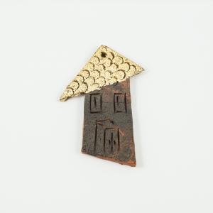 Ceramic House Brick-Gold 8.5x6cm