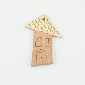 Ceramic House Beige-Gold 9x7.5cm