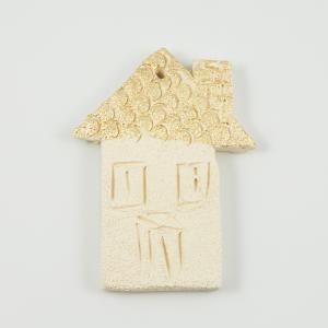 Ceramic House Ivory-Gold 9x6.5cm